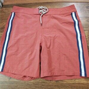 Faherty Board Shorts Mens 32x7 Red White Blue Retro Surf Stripe Swim Trunks